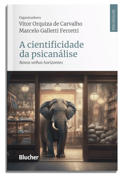 Capa do livro com elefante na entrada de uma loja