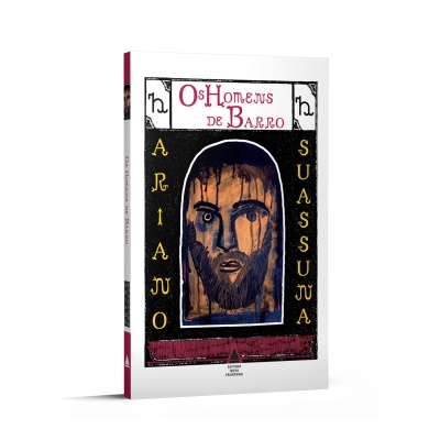 Livro Os Homens de Barro com arte de rosto masculino estilizado e texto em amarelo e vermelho