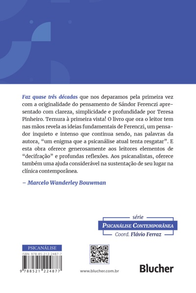 contracapa de livro da série Psicanálise Contemporânea com texto, código de barras e QR code