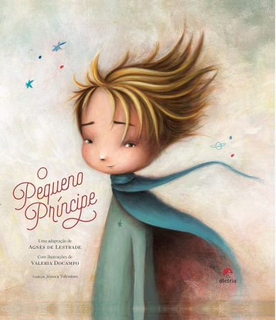 Capa do livro infantil O Pequeno Príncipe com ilustração de criança e texto editorial.