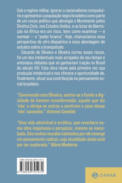 Contracapa de livro com texto em português, código de barras e logótipo da editora Zahar.