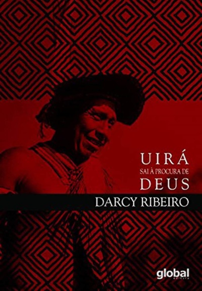 Capa de livro Uirã Sai à Procura de Deus de Darcy Ribeiro vermelha com padrão geométrico preto