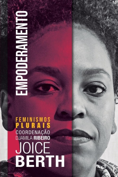 Capa de livro com rosto feminino e texto sobre empoderamento e feminismos plurais.