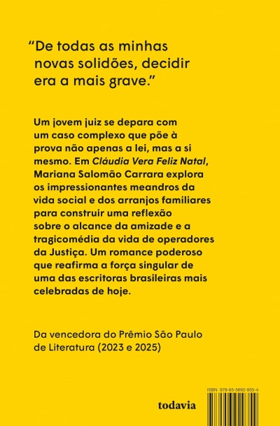 Capa amarela de livro com texto sobre sinopse e informações literárias em português
