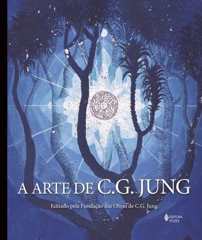 Capa de livro azul com árvores escuras e texto A ARTE DE C.G. JUNG.