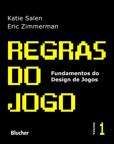 Capa de livro preto com texto amarelo pixelizado e texto branco