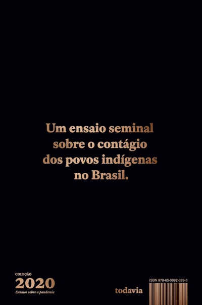 Capa preta com texto castanho sobre contágio dos povos indígenas no Brasil