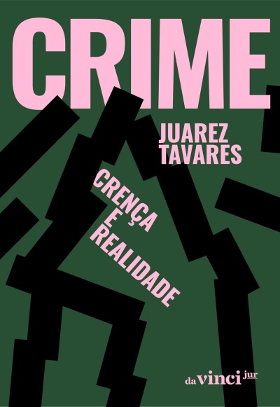 Capa de livro verde-escuro com texto rosa e formas pretas geométricas