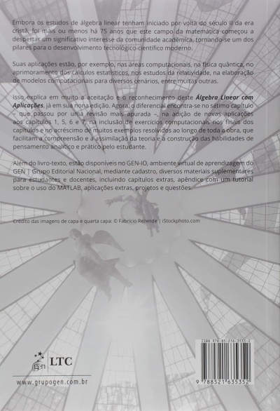 Contra-capa de livro com texto e imagem de arcos com estátuas de anjos em fundo cinzento
