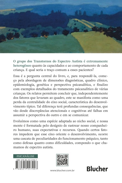 Contra-capa de livro com texto sobre transtornos do espectro autista e selo PSICANÁLISE