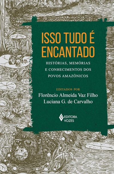 Capa de livro com ilustrações de floresta amazónica e texto do título e autores