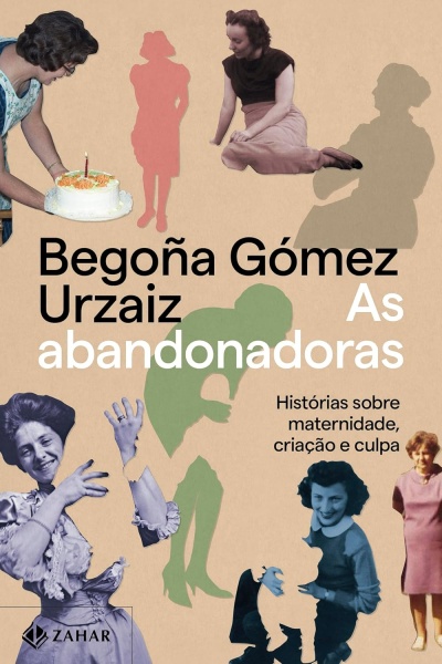 Capa de livro com fotos recortadas de mulheres, silhuetas coloridas e texto do título e autor.
