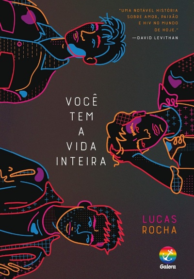 Capa de livro com desenhos coloridos de quatro rostos masculinos e texto em português