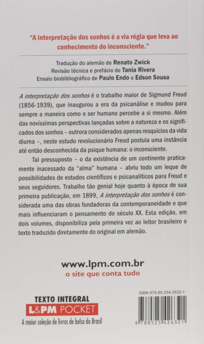 Parte traseira de livro com texto em português, selo L&PM POCKET e código de barras