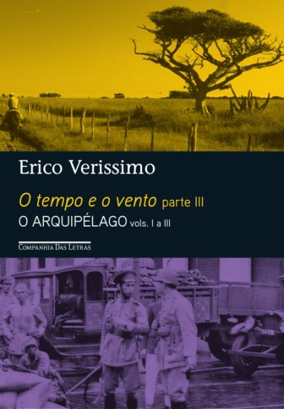 Capa de livro O tempo e o vento parte III de Erico Verissimo com imagens rurais e militares