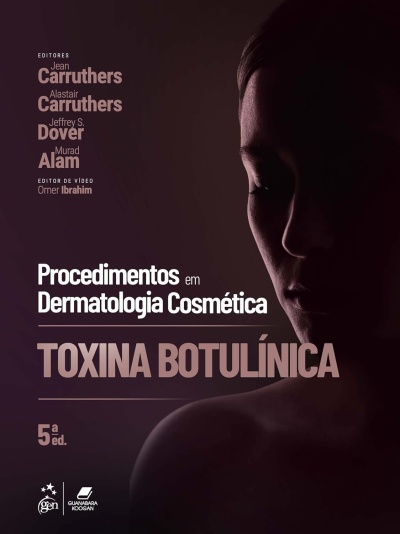 Capa de livro Procedimentos em Dermatologia Cosmética Toxina Botulínica com rosto feminino em silhueta