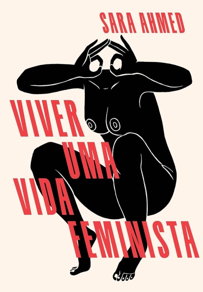 Capa de livro com ilustração de figura humana em preto e texto vermelho