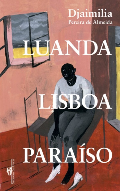 Capa do livro Luanda Lisboa Paraíso de Djaimilia Pereira de Almeida com ilustração de uma pessoa sentada numa cadeira.