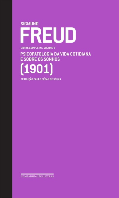 Capa de livro roxa e preta com texto branco de Sigmund Freud