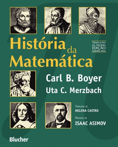 Capa de livro com título história da matemática e retratos antigos em preto e branco