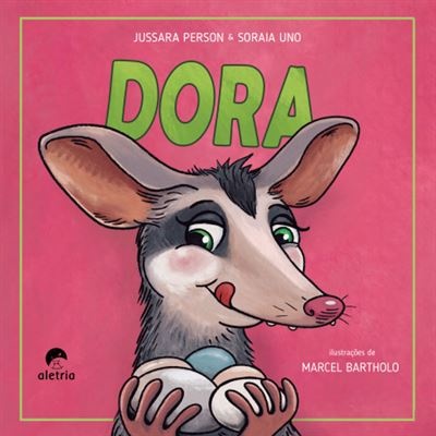 Capa de livro infantil com personagem Dora segurando ovos coloridos