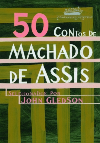 Capa de livro 50 Contos de Machado de Assis em verde e rosa
