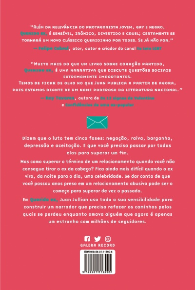 Contracapa de livro vermelha com texto em branco e azul e código de barras.