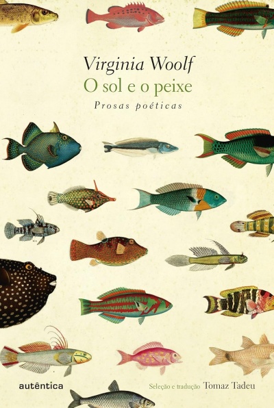 Capa de livro com título em português e ilustrações de peixes coloridos