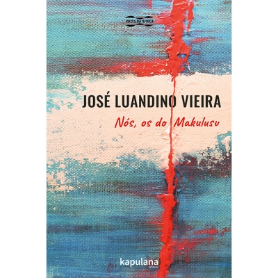 Capa de livro com fundo azul e creme com faixa vermelha vertical e texto do título e autor.
