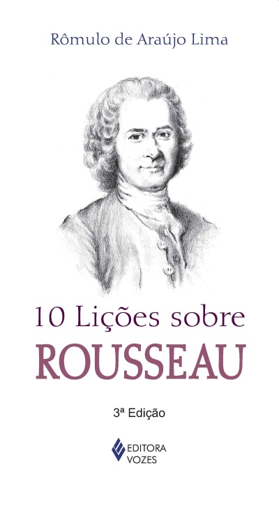 Capa de livro com desenho a lápis e texto sobre Rousseau