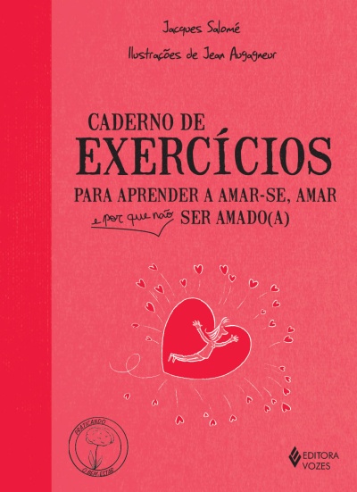 Livro Caderno de Exercícios para aprender a amar-se com capa vermelha e rosa