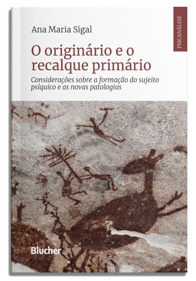 Capa de livro branco com pinturas rupestres castanhas num fundo bege.