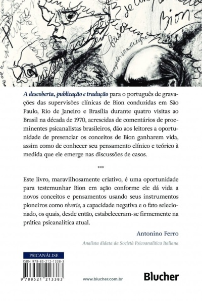 Contracapa de livro com ilustração e texto em português sobre psicanálise