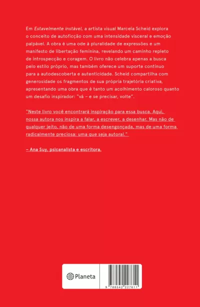 Contracapa de livro vermelha com texto em branco e código de barras