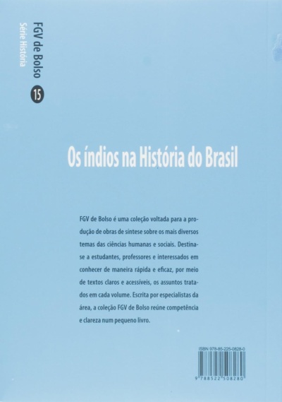 Capa azul clara do livro Os índios na História do Brasil da coleção FGV de Bolso