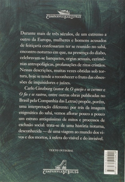 Capa traseira de livro, fundo verde escuro, texto em português, logotipos e código de barras