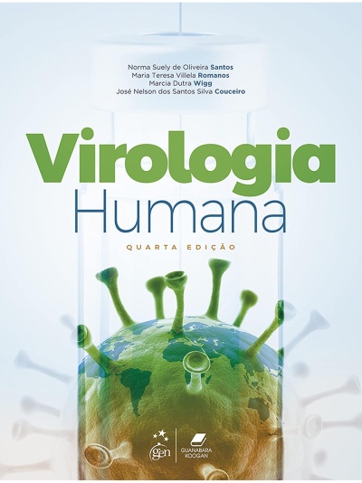 Capa de livro Virologia Humana com imagem de vírus em forma da Terra
