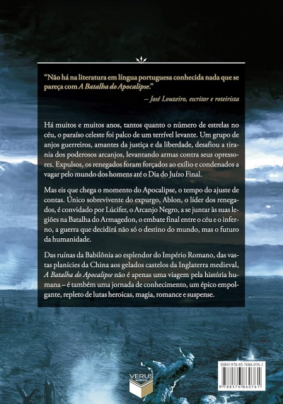 Contracapa de livro com texto em português e ilustração escura