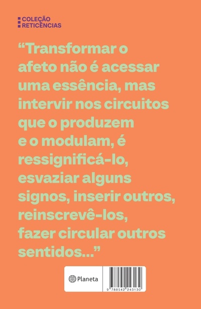 Capa de livro laranja com texto verde e selo da editora Planeta com código de barras