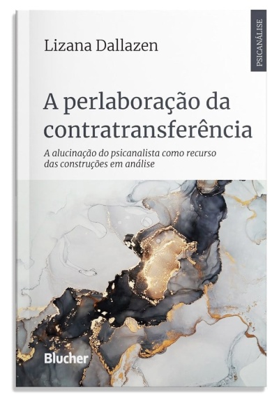 Capa de livro A perlaboração da contratransferência de Lizana Dallazen com padrão abstrato dourado e cinza
