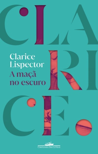 Capa azul esverdeada com texto branco e roxo e imagens recortadas em letras grandes.