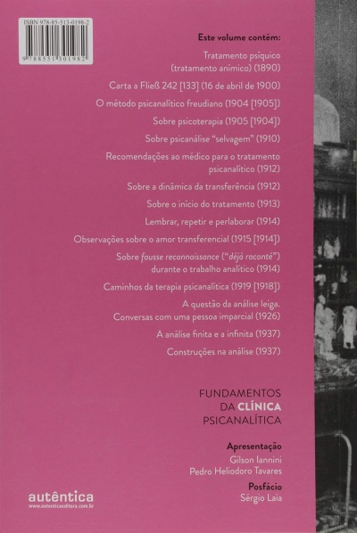 Contracapa de livro rosa com texto sobre psicanálise e código de barras