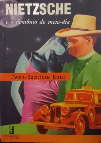 Capa de livro Nietzsche com ilustração de casal e carro antigo