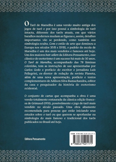 Capa traseira de livro azul com texto e padrão cinza nas bordas