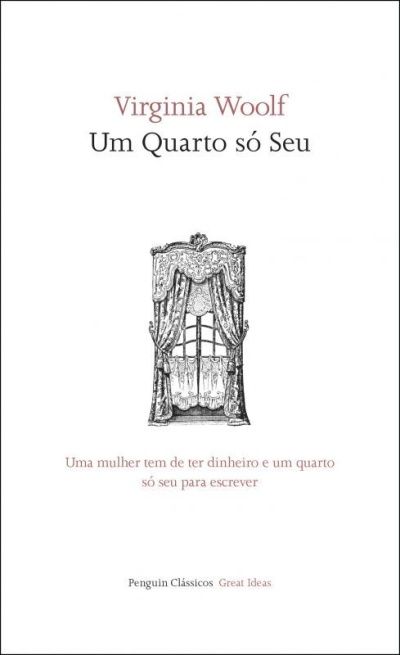 Capa do livro Um Quarto só Seu de Virginia Woolf com ilustração de janela e cortinas
