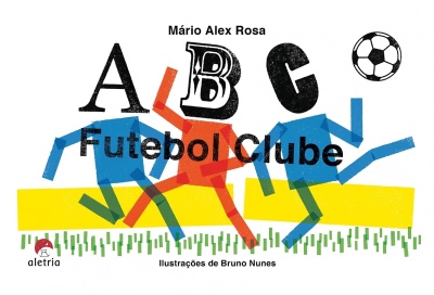 Capa do livro ABC Futebol Clube com três figuras humanas estilizadas e bola de futebol.