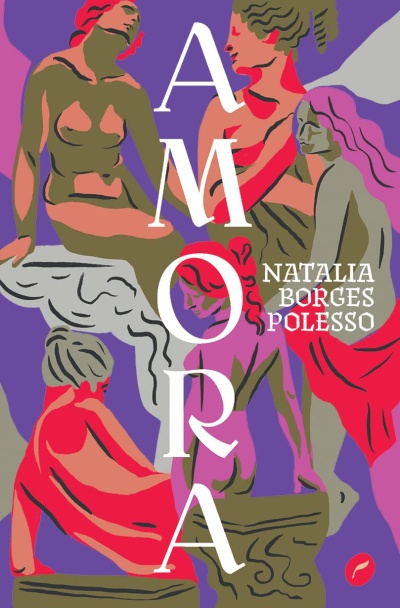 Ilustração de várias figuras femininas nuas com texto AMORA e Natalia Borges Polesso