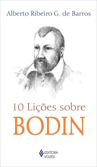 Capa de livro com título 10 Lições sobre BODIN e retrato desenhado a lápis.