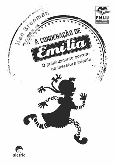 Capa de livro com ilustração de criança a correr e texto sobre Emilia e literatura infantil