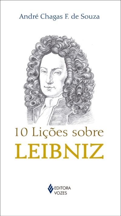 Capa de livro branca com retrato de homem e título 10 Lições sobre LEIBNIZ